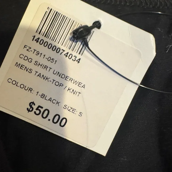 Brand New Men's Comme Des Garçons SHIRT - Black Tank Top - Picture 3 of 4